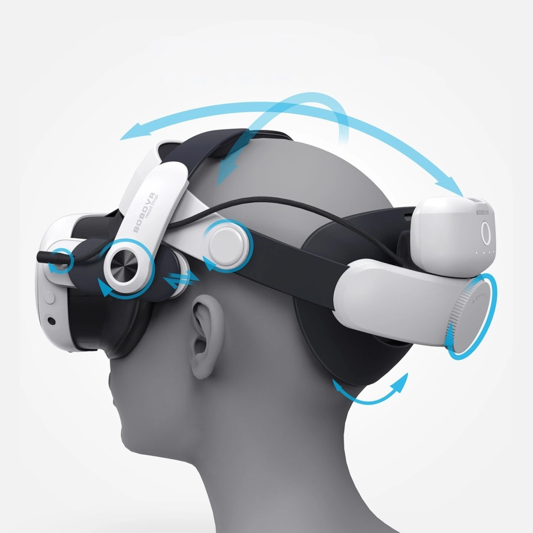 Pasek odciążający M3 Pro do gogli VR Meta Quest 3 z baterią B2 – biało-czarny Pasek odciążający M3 Pro do gogli VR Meta Quest 3 z baterią B2 – biało-czarny