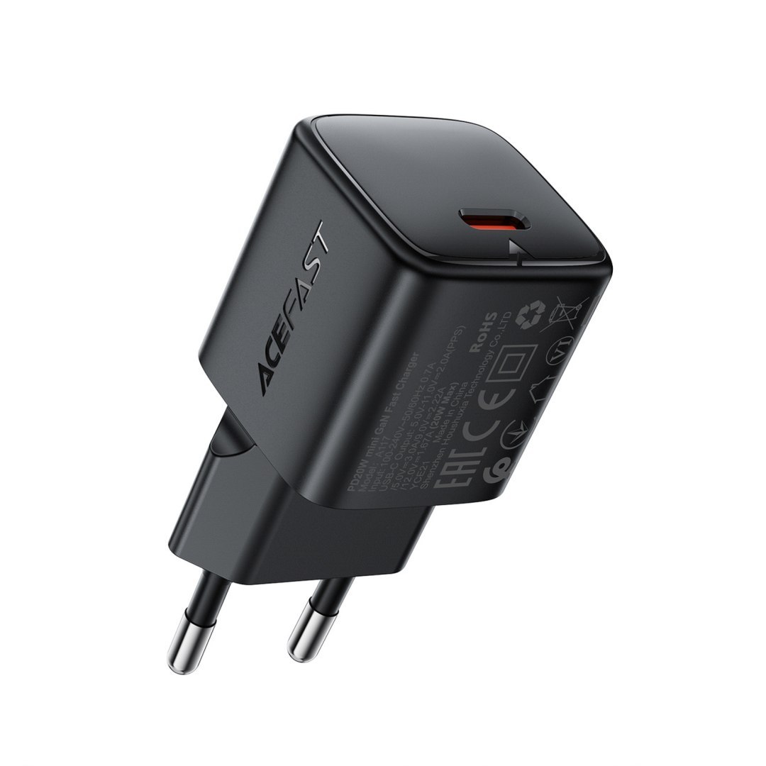 Ładowarka sieciowa USB-C GaN PD 20W – czarna Ładowarka sieciowa USB-C GaN PD 20W – czarna