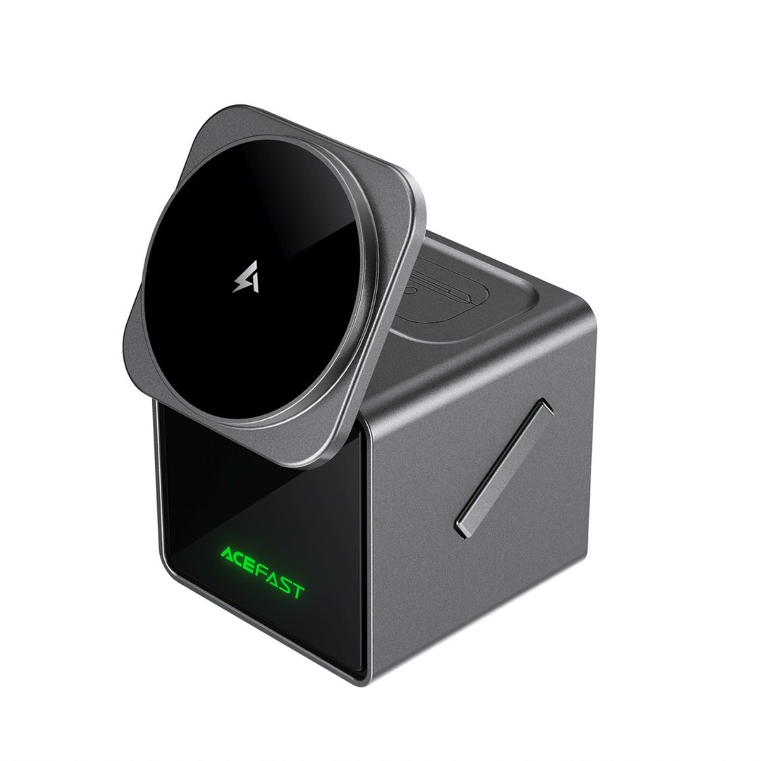 Ładowarka indukcyjna 3w1 na smartfon słuchawki smartwatch z kablem 22.5W – szara Ładowarka indukcyjna 3w1 na smartfon słuchawki smartwatch z kablem 22.5W – szara