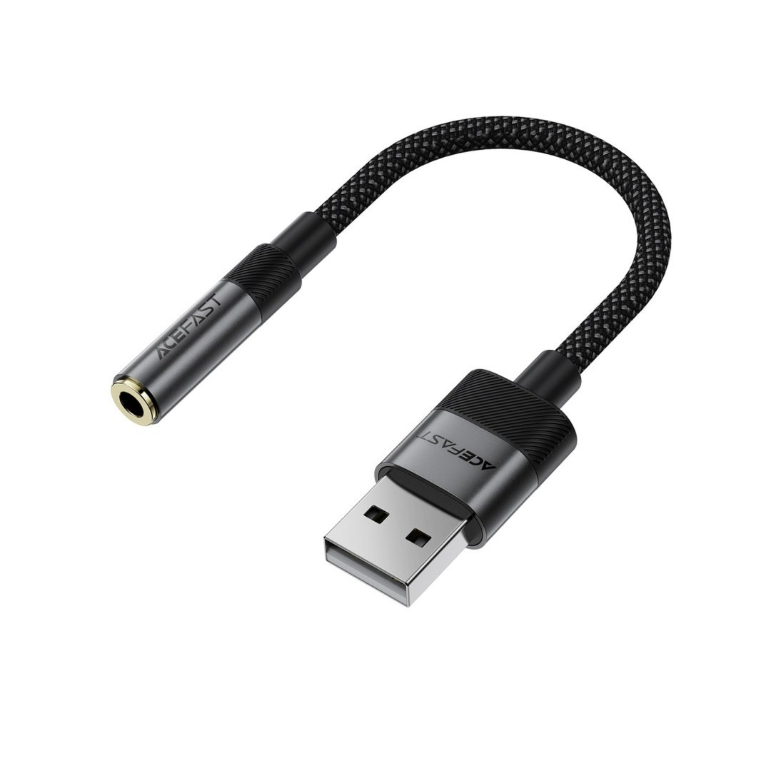 Adapter przejściówka USB-A – mini jack 3.5 mm – czarny Adapter przejściówka USB-A – mini jack 3.5 mm – czarny