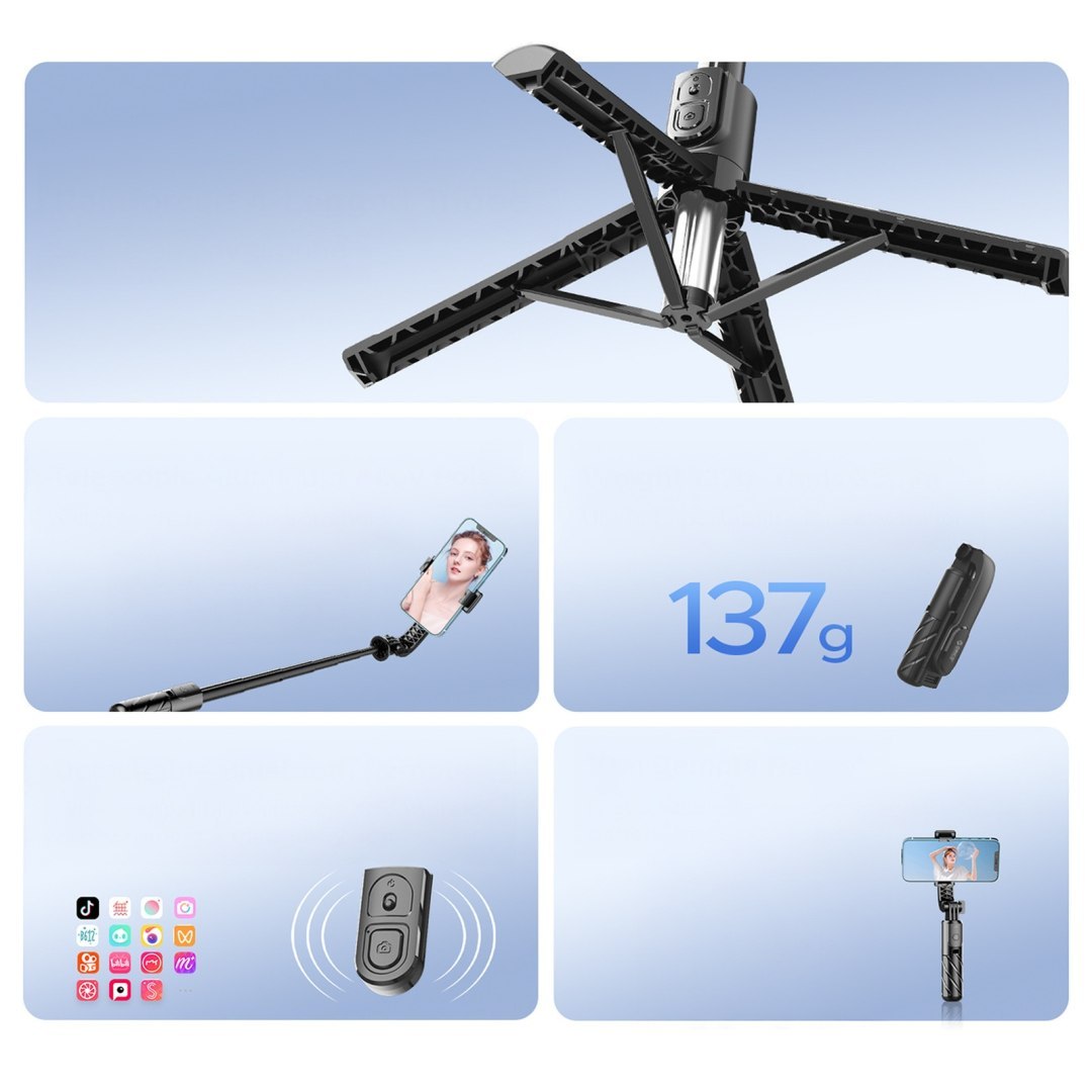 Selfie stick mini tripod do zdjęć Bluetooth 360 stopni – czarny