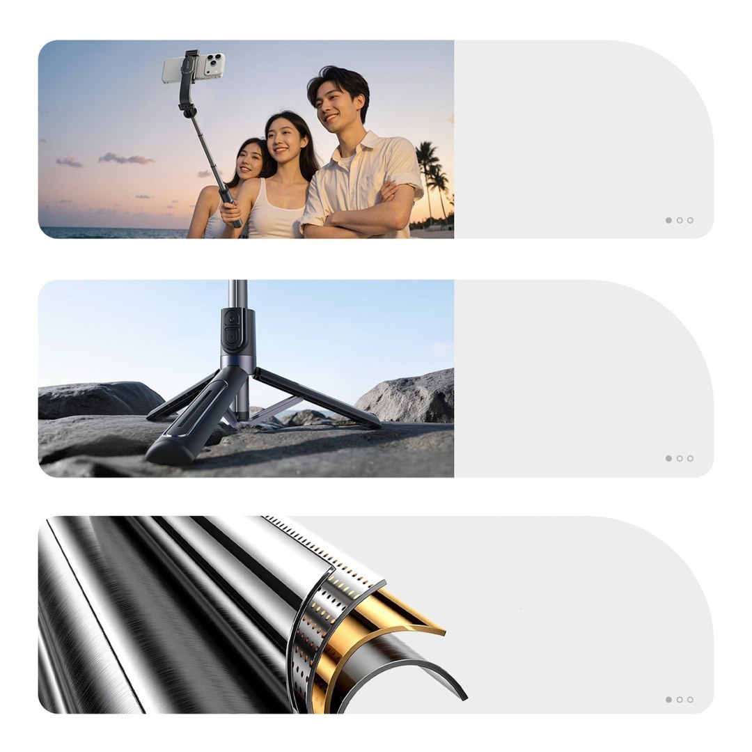 Selfie stick mini tripod aluminiowy Bluetooth obrót 360 stopni – czarny Selfie stick mini tripod aluminiowy Bluetooth obrót 360 stopni – czarny