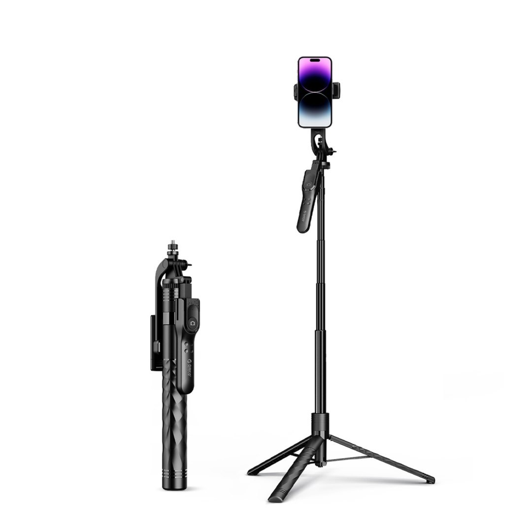 Selfie stick tripod 1/4” na telefon kamerę aparat z obrotem 360 Bluetooth – czarny