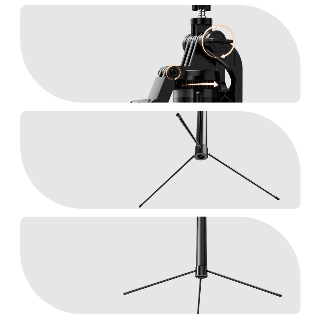 Selfie stick tripod 1/4” na telefon kamerę aparat Bluetooth – czarny