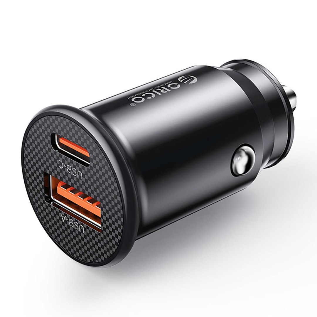 Ładowarka samochodowa USB-C USB-A 30W – czarna