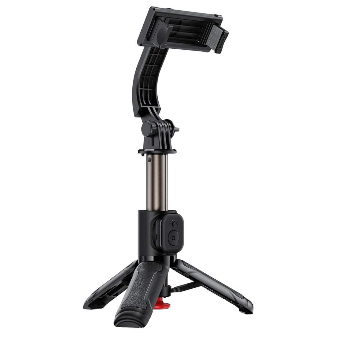 Selfie stick z automatycznym statywem i pilotem Bluetooth 63 cm – czarny