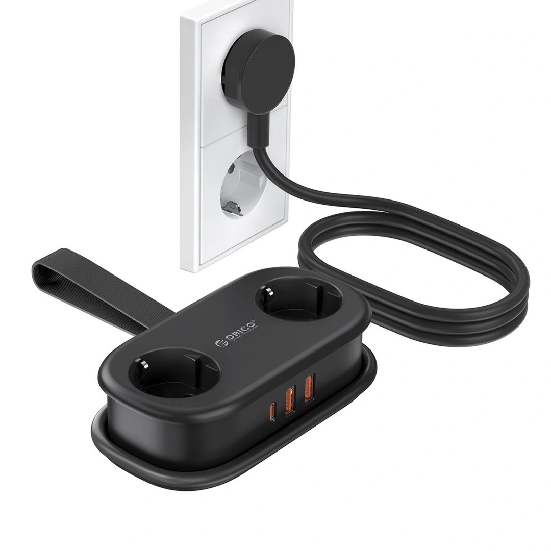 Listwa zasilająca 5w1 AC USB-A USB-C GaN 20W – czarna Listwa zasilająca 5w1 AC USB-A USB-C GaN 20W – czarna
