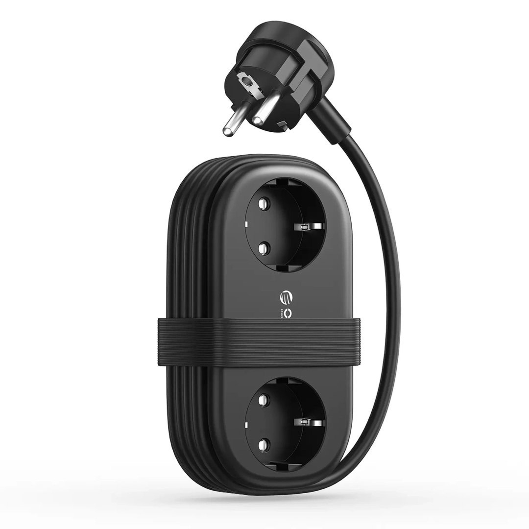 Listwa zasilająca 6w1 AC USB-A USB-C GaN 65W – czarna