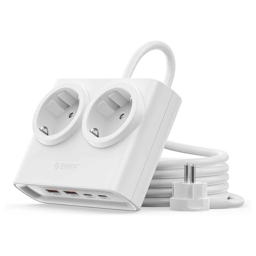 Listwa zasilająca 6w1 AC USB-A USB-C 25W – biała Listwa zasilająca 6w1 AC USB-A USB-C 25W – biała