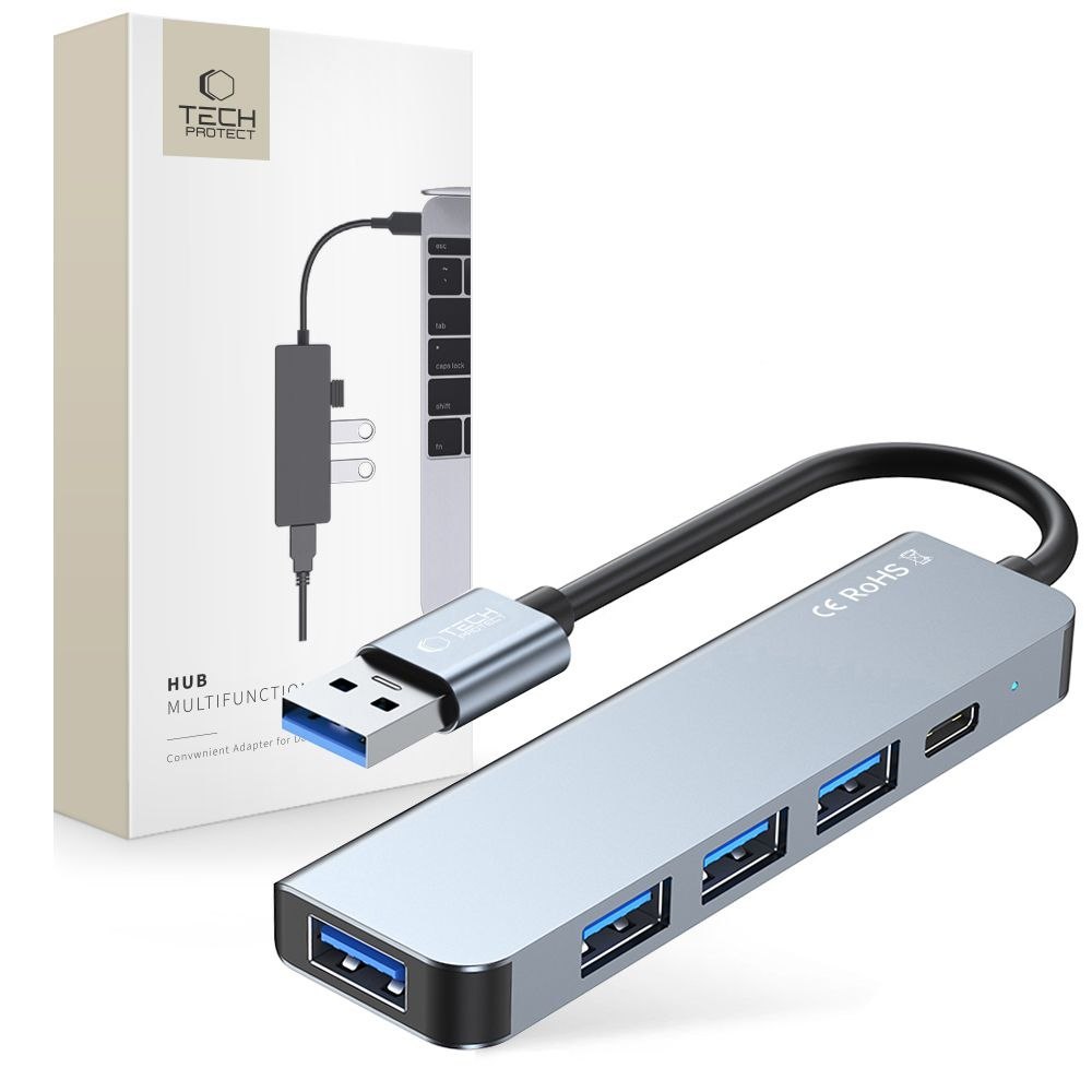 5w1 HUB rozdzielacz USB-A na USB-A USB-C – szary 5w1 HUB rozdzielacz USB-A na USB-A USB-C – szary