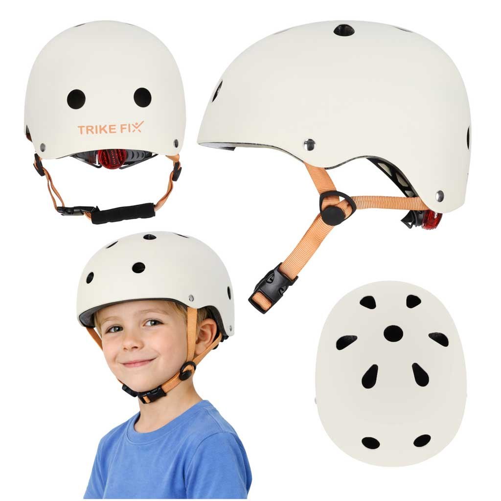Kask rowerowy dla dziecka Trike Fix dziecięcy regulowany LED S 48-54cm beżowy