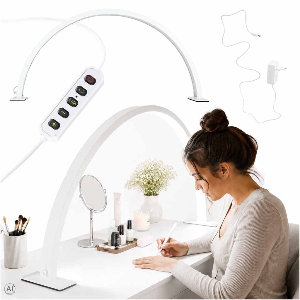 Lampa kosmetyczna LED bezcieniowa biurkowa do manicure paznokci łuk biała Lampa kosmetyczna LED bezcieniowa biurkowa do manicure paznokci łuk biała