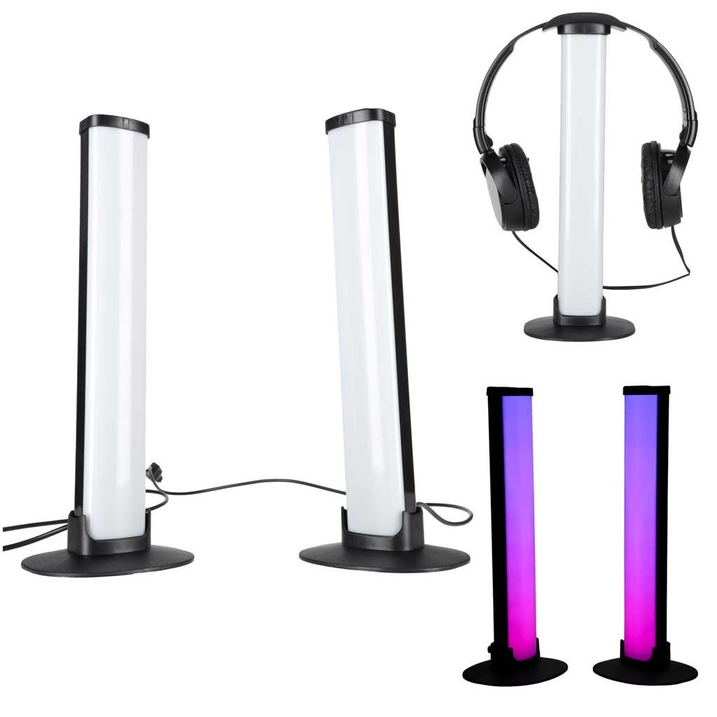 Lampka na biurko LED gamingowa RGB kolumny słupki na pilot zestaw 2 sztuki Lampka na biurko LED gamingowa RGB kolumny słupki na pilot zestaw 2 sztuki