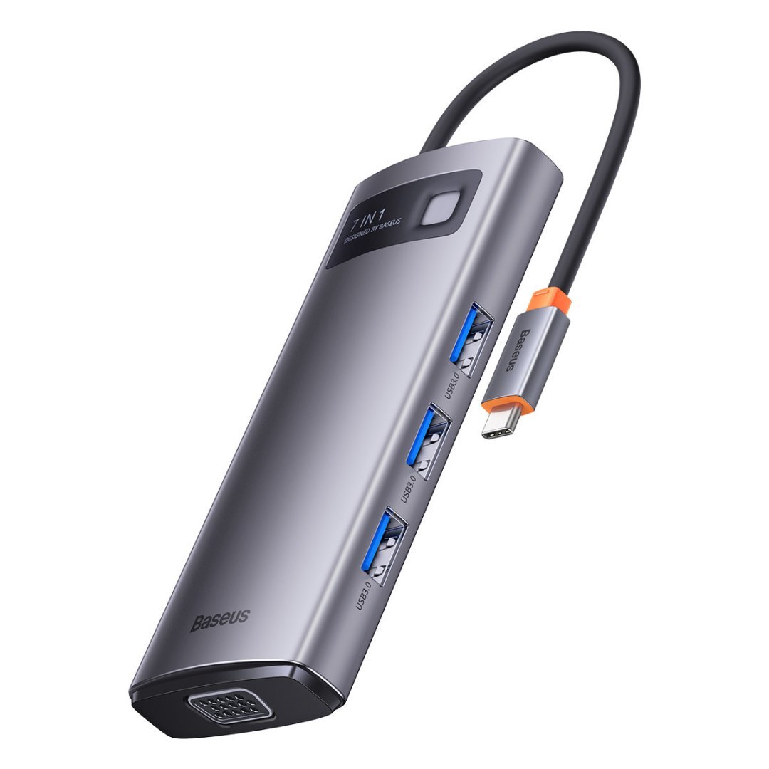 Stacja dokująca HUB 7w1 USB-C 1xHDMI 1xVGA 3xUSB 3.2 1xPower Delivery RJ-45 Ethernet szary Stacja dokująca HUB 7w1 USB-C 1xHDMI 1xVGA 3xUSB 3.2 1xPower Delivery RJ-45 Ethernet szary