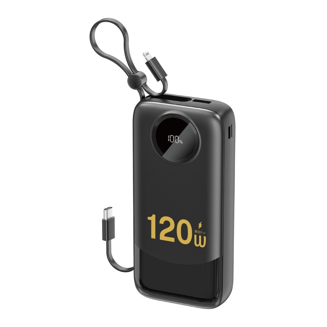 Powerbank 20000 mAh K13Pro USB-A USB-C z kablami USB-C iPhone Lightning – czarny