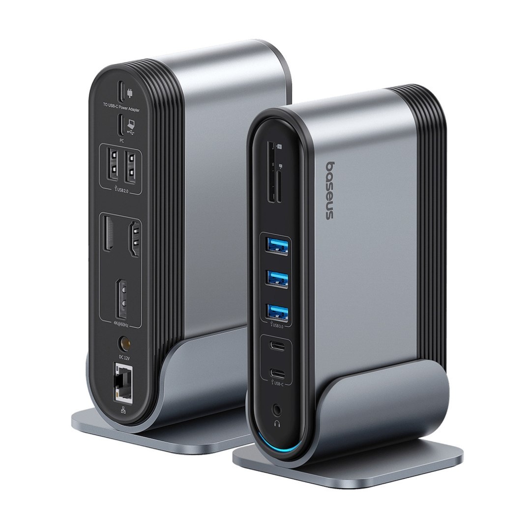 Stacja dokująca USB-C – HDMI DP USB-A USB-C RJ45 PD PC SD TF 3.5mm minijack – szara Stacja dokująca USB-C – HDMI DP USB-A USB-C RJ45 PD PC SD TF 3.5mm minijack – szara