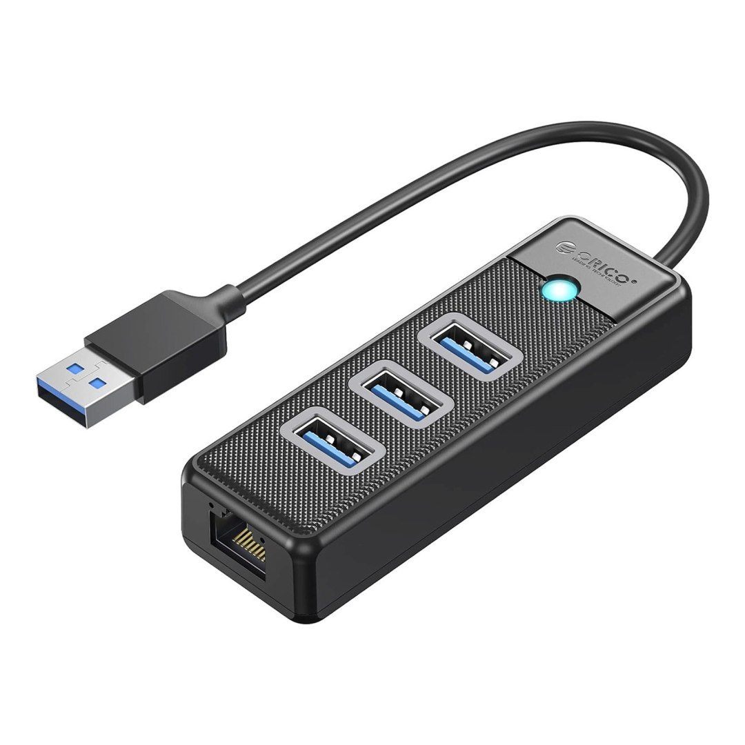 HUB rozdzielacz 4-portowy USB-A – USB-A RJ45 2.5G Ethernet 0.15 m – czarny