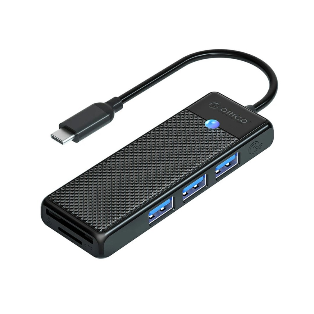 HUB adapter 4-portowy USB-C – USB-A czytnik kart SD microSD 1.8 m – czarny