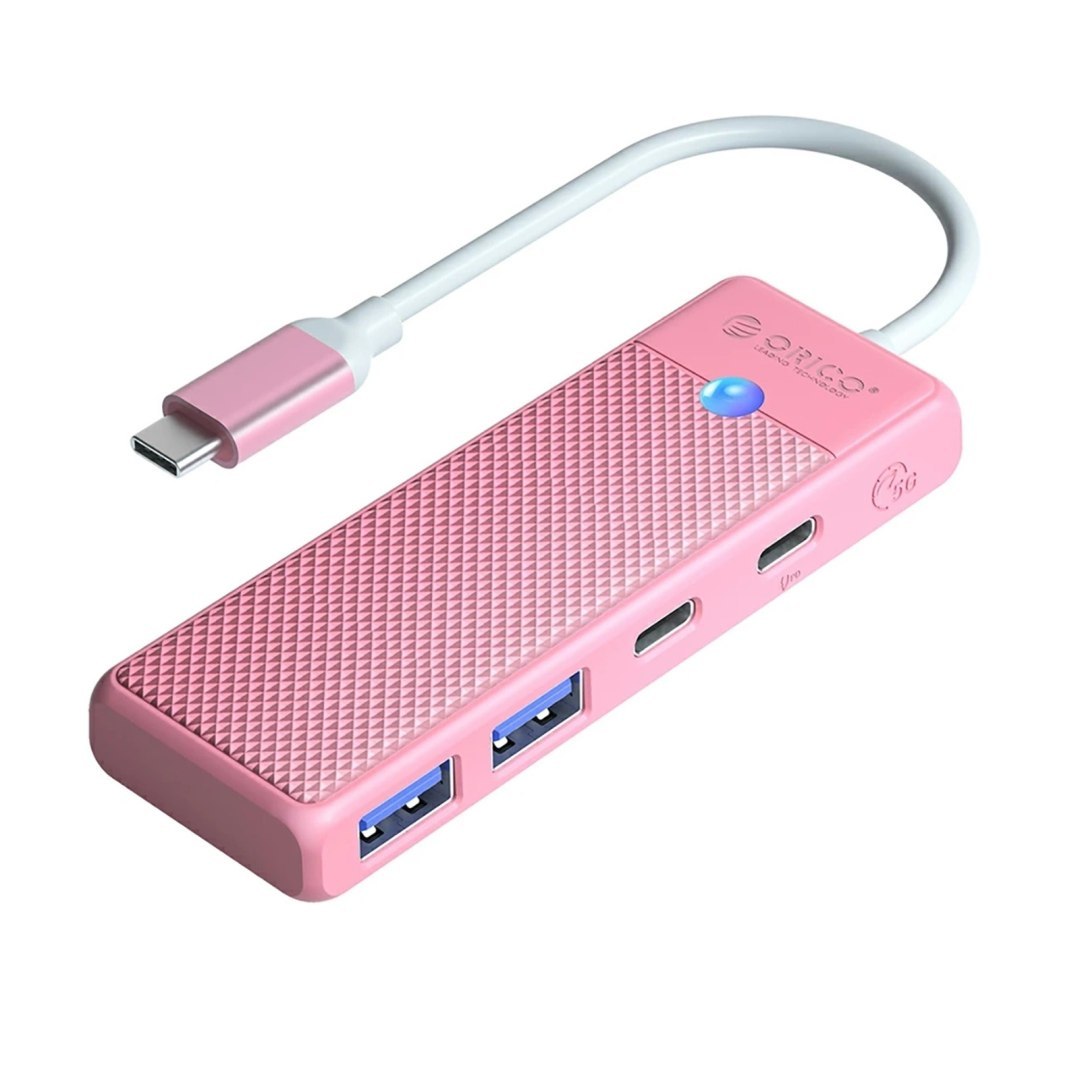 HUB adapter USB-C – USB-A USB-C z ładowaniem USB-C PD 100 W 0.15 m – różowy