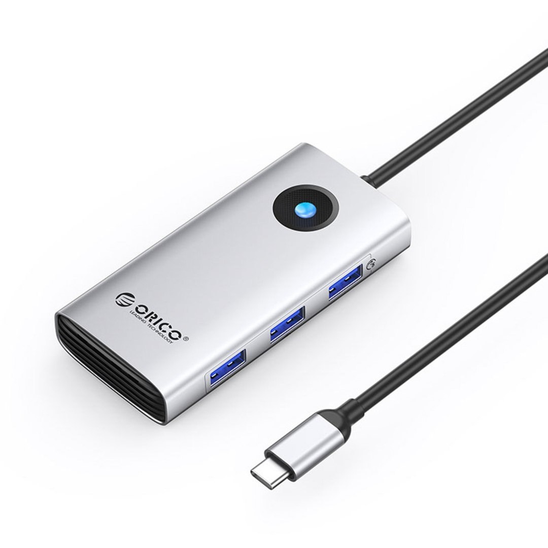 Stacja dokująca 6w1 USB-C – USB-A USB-C HDMI RJ45 PD 100 W 4K 30Hz 2.5G – srebrna