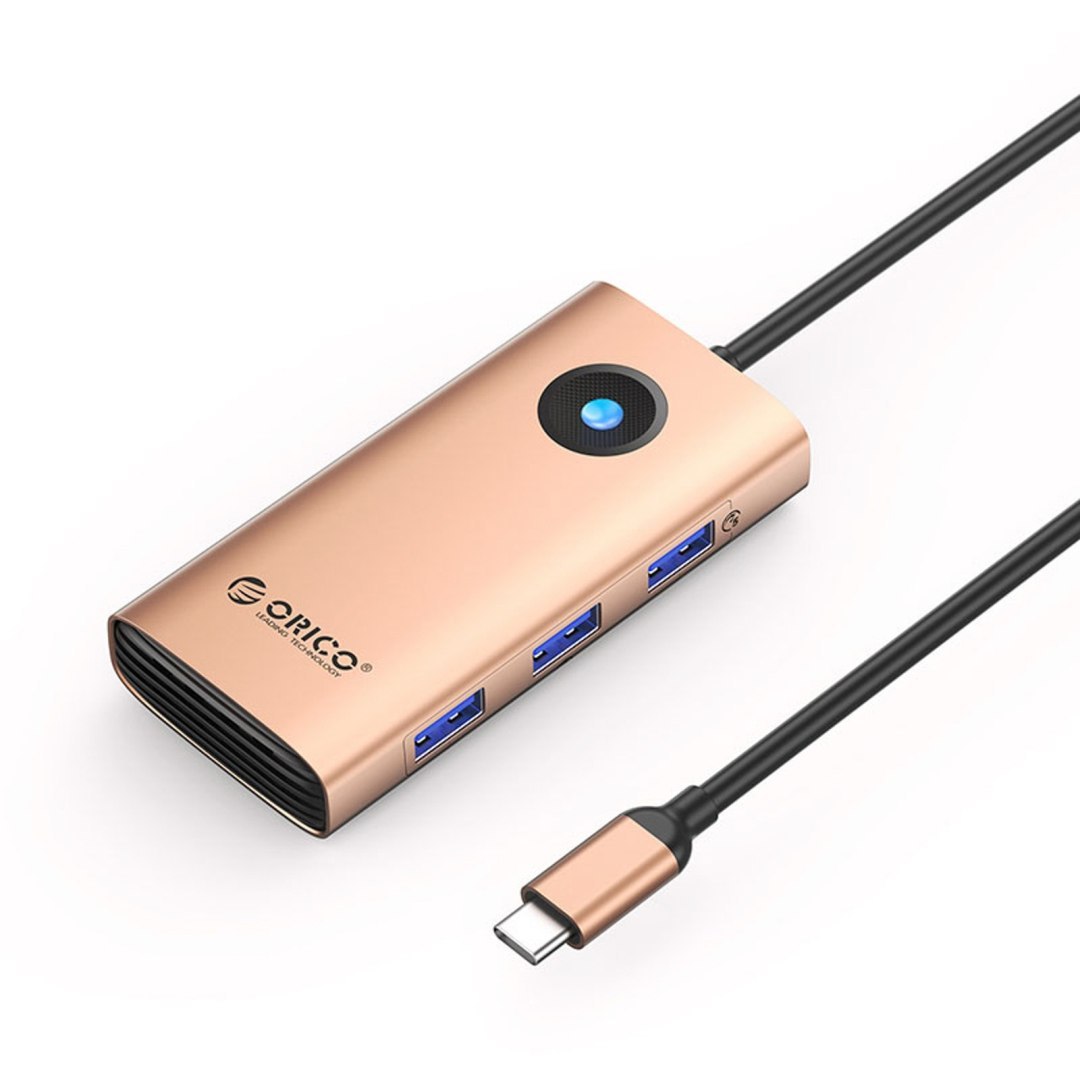 Stacja dokująca 6w1 USB-C – USB-A USB-C HDMI RJ45 PD 100 W 4K 30Hz 2.5G – różowo złota