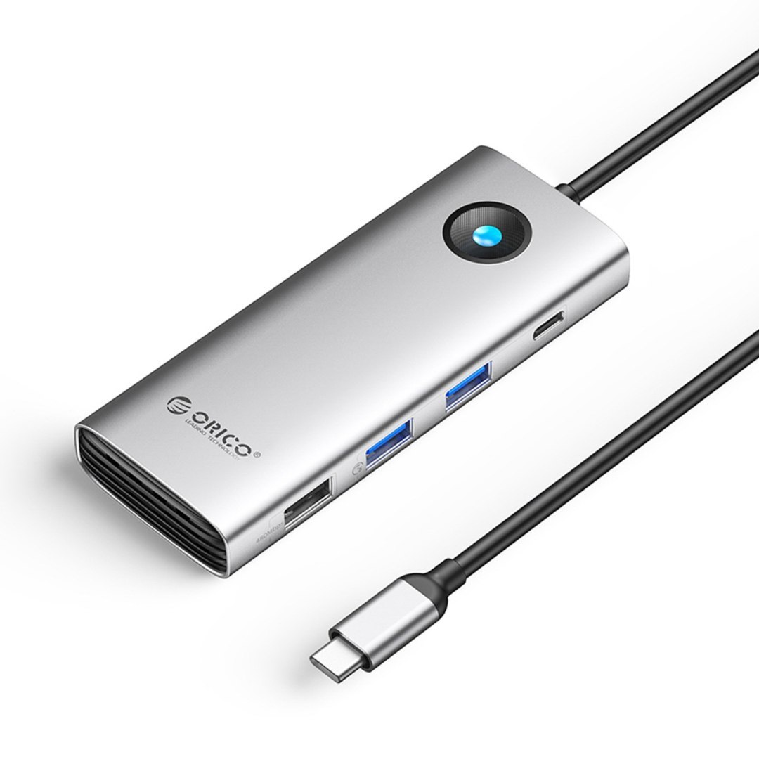 HUB 8w1 USB-C – USB-A USB-C HDMI VGA RJ45 PD 100W 4K 60Hz 1000Mbps – srebrny