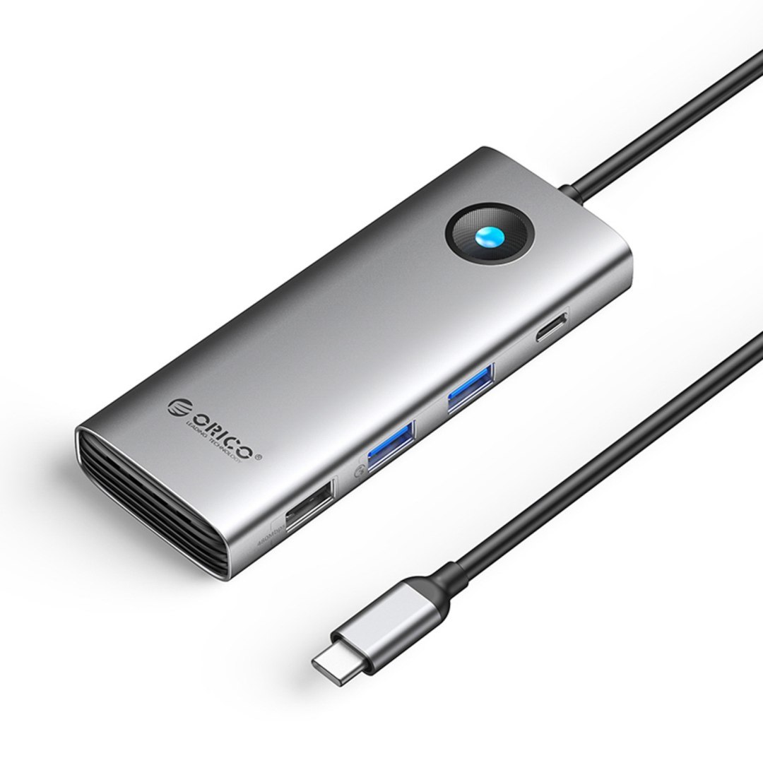 HUB 8w1 USB-C – USB-A USB-C HDMI VGA RJ45 PD 100W 4K 60Hz 1000Mbps – szary HUB 8w1 USB-C – USB-A USB-C HDMI VGA RJ45 PD 100W 4K 60Hz 1000Mbps – szary