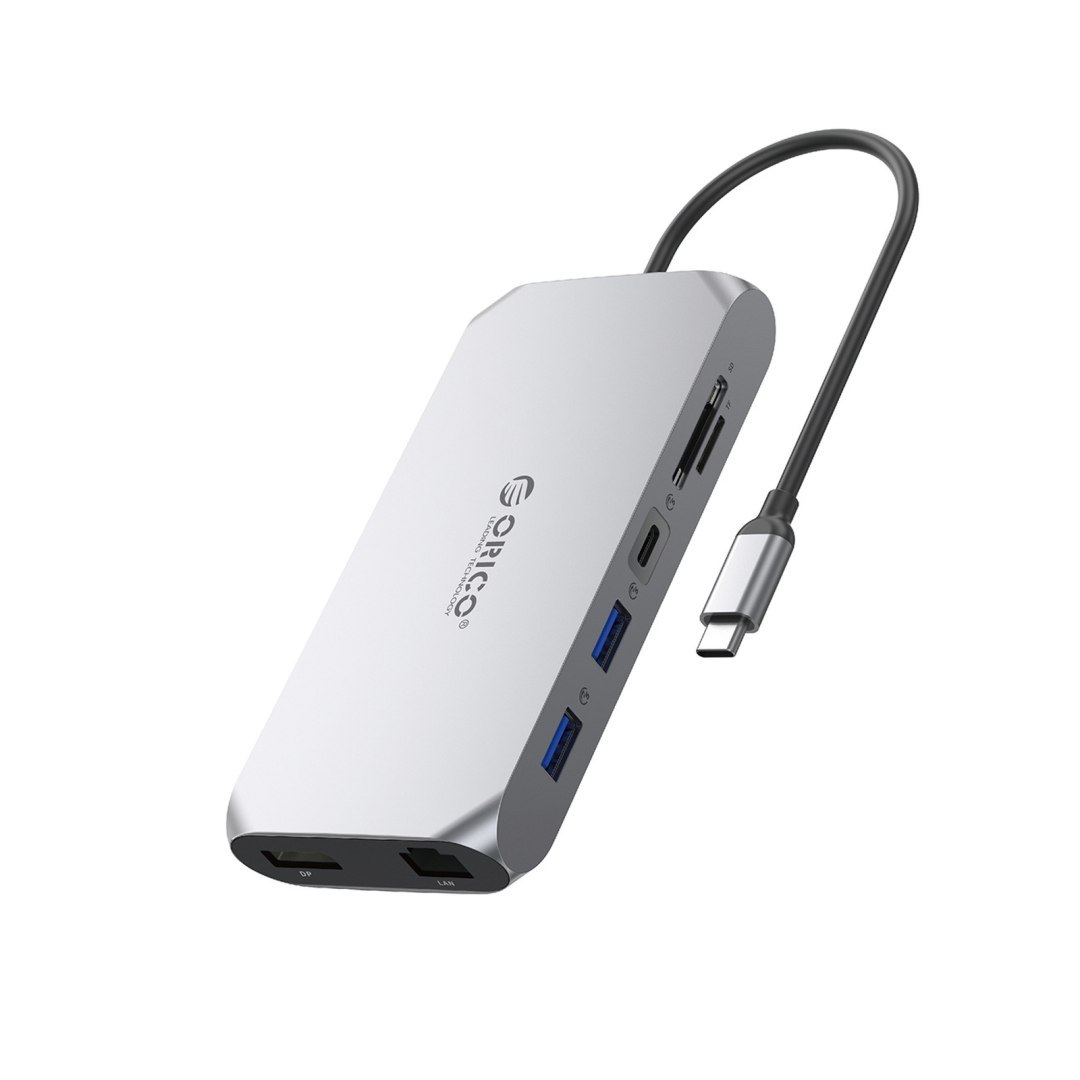 Stacja HUB 12w1 USB-C – USB-A USB-C HDMI DisplayPort SD/microSD RJ45 3.5mm CTIA – szary