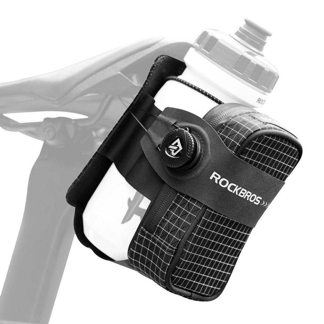 Torba rowerowa podsiodłowa 0.2 l z uchwytem na bidon 0.6 l – czarna