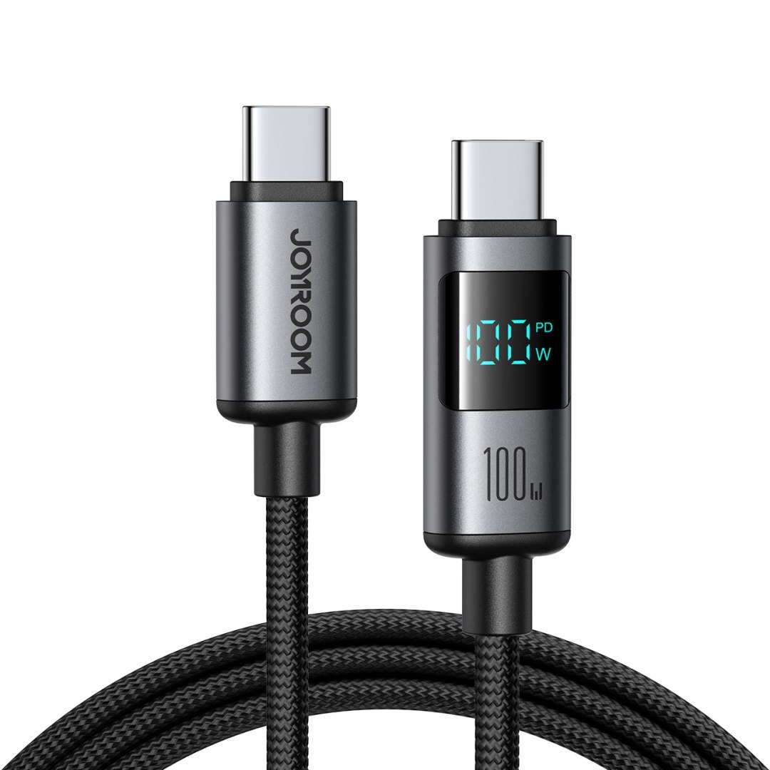 Kabel przewód z wyświetlaczem USB-C 100W 1.2m – czarny