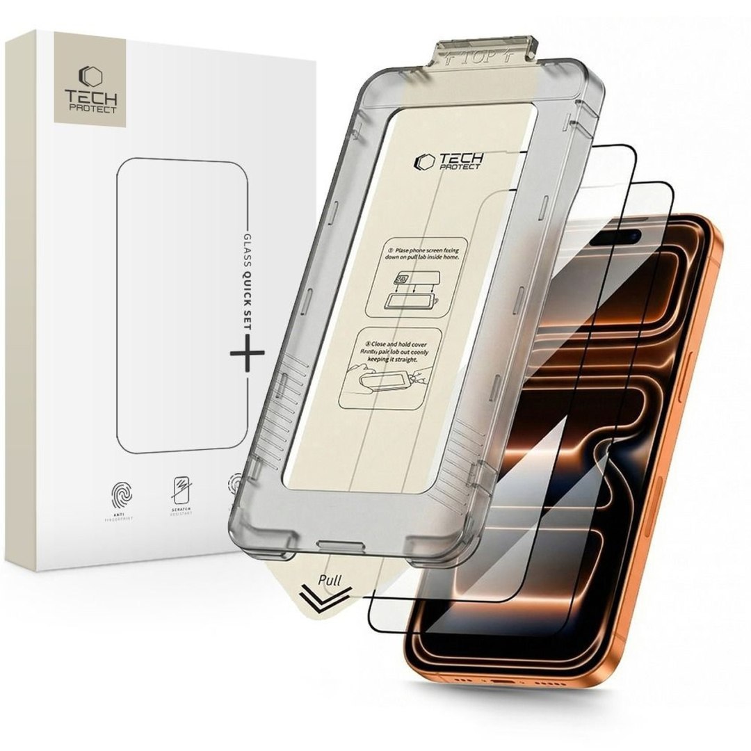 Szkło hartowane na iPhone 17 Pro z aplikatorem Quick Set+ czarne – 2 szt.