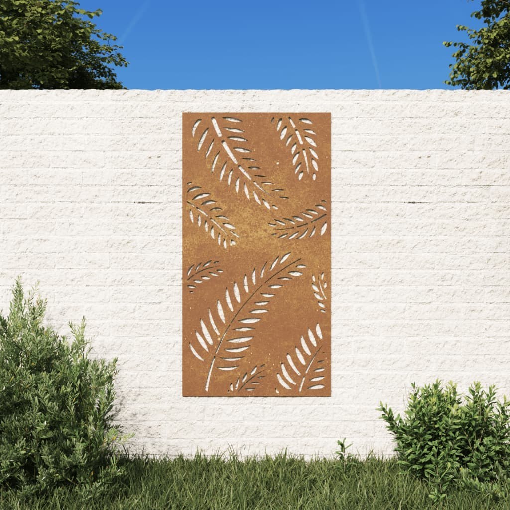Dekoracja ścienna do ogrodu stal Corten liść 105×55 cm