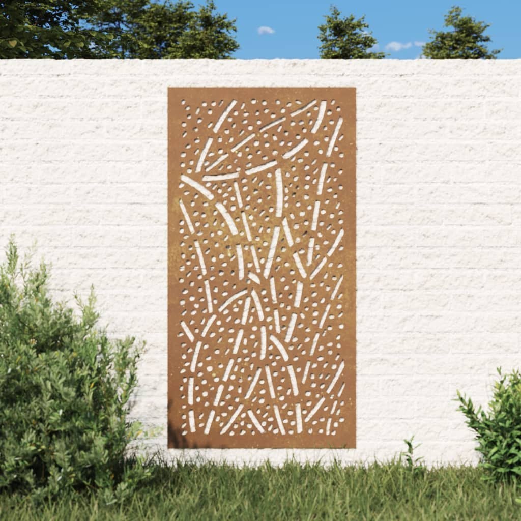 Dekoracja ścienna do ogrodu 105×55 cm stal corten liście