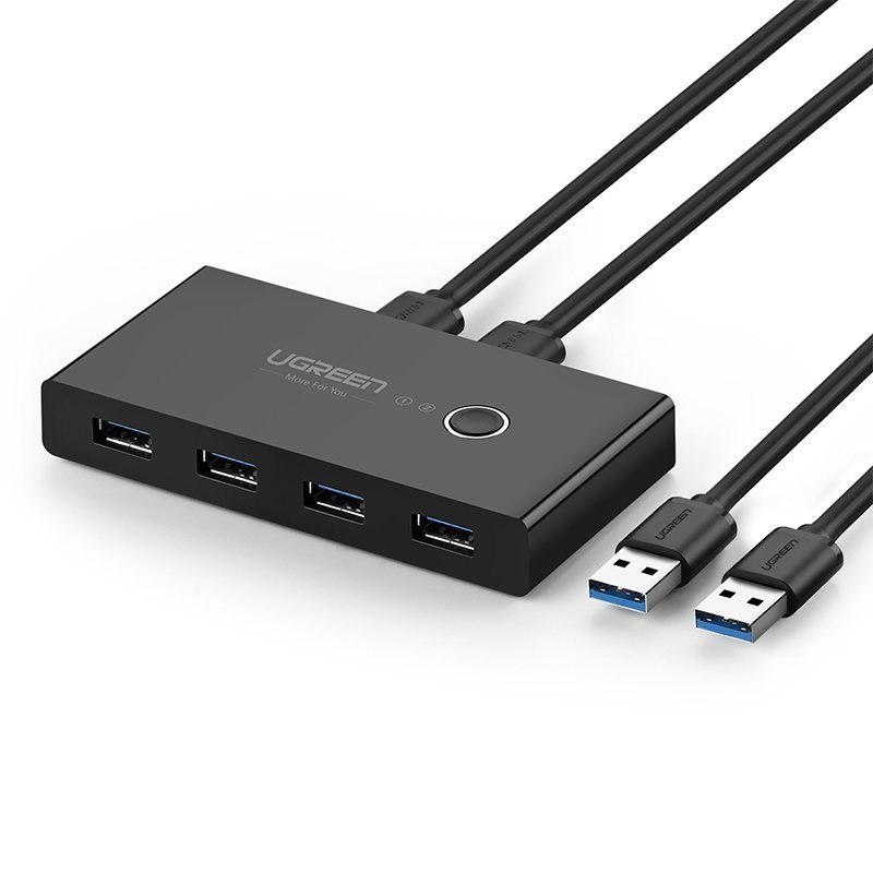 Switch box HUB przełącznik 4x USB 3.2 Gen 1 rozdzielacz USB na dwa komputery – czarny