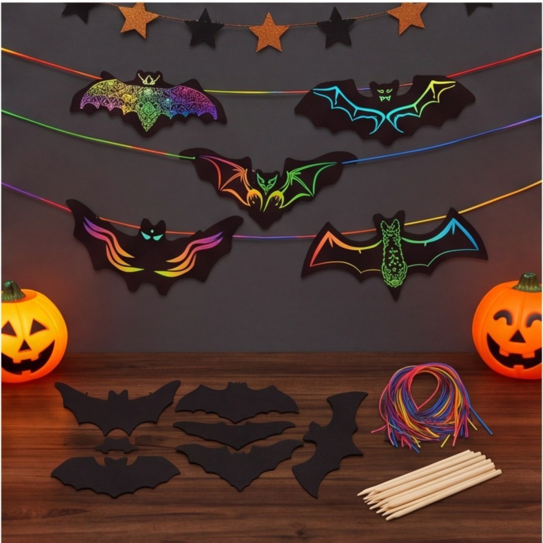 Zestaw 50 rysunków Halloween z motywem nietoperzy do kreatywnych prac