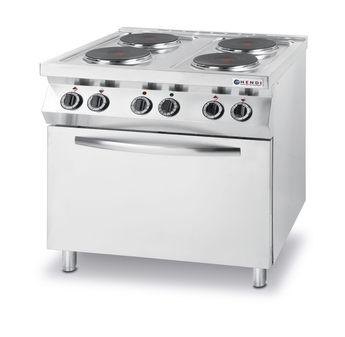 Kuchnia elektryczna 4 płyty z piekarnikiem konwekcyjnym GN1/1 Kitchen Line – Hendi 225936