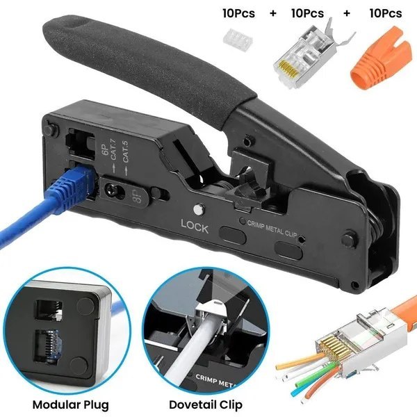 Narzędzie do zaciskania RJ45 z funkcją ściągania izolacji Narzędzie do zaciskania RJ45 z funkcją ściągania izolacji