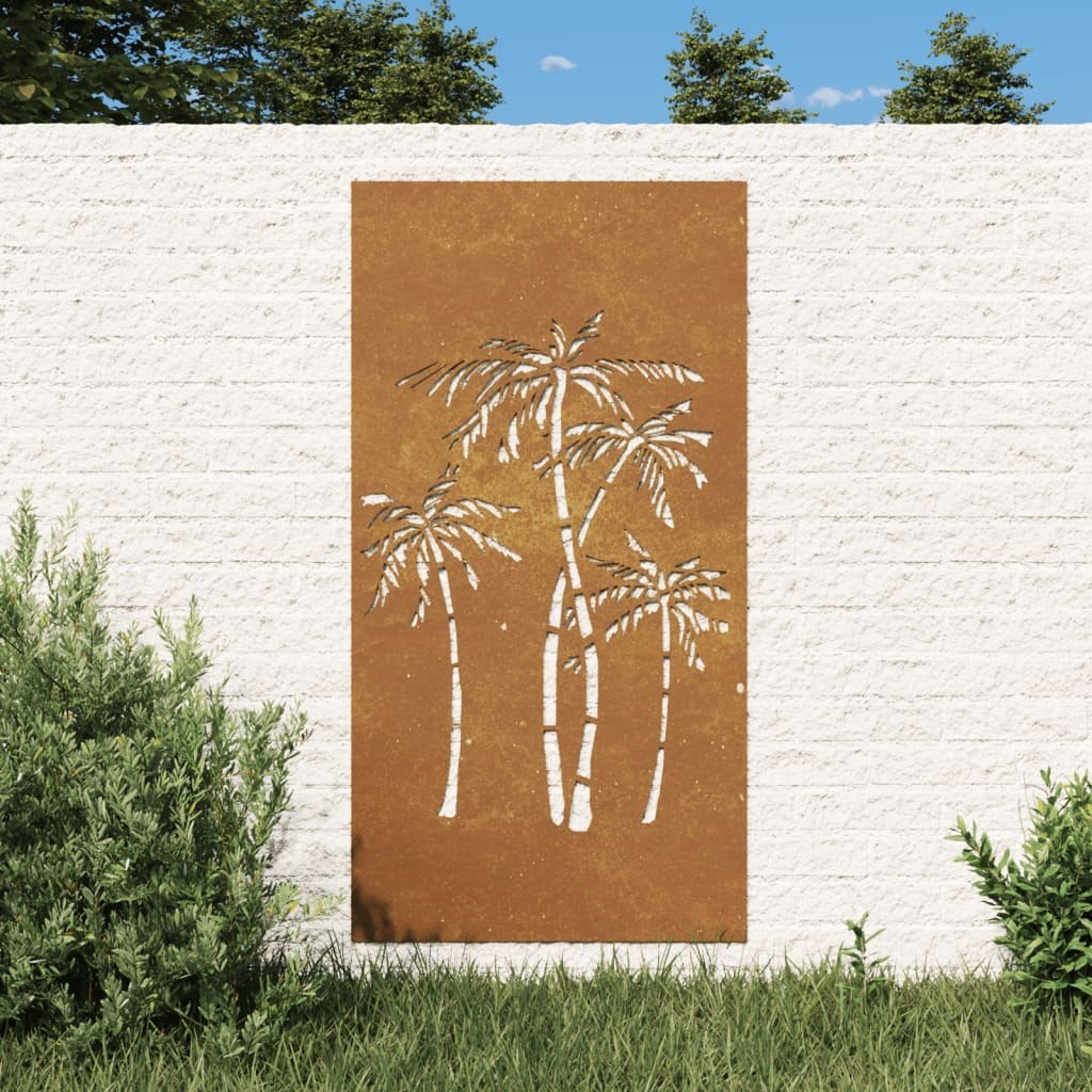 Dekoracja ścienna do ogrodu stal Corten 105×55 cm wzór palma Dekoracja ścienna do ogrodu stal Corten 105×55 cm wzór palma
