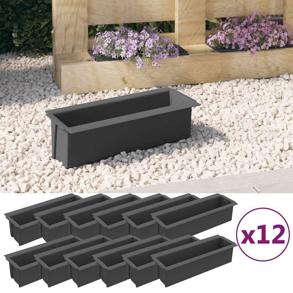 Doniczka na palety Euro, 12 sztuk, szara, 36×13.5×9.5 cm, PP Doniczka na palety Euro, 12 sztuk, szara, 36×13.5×9.5 cm, PP