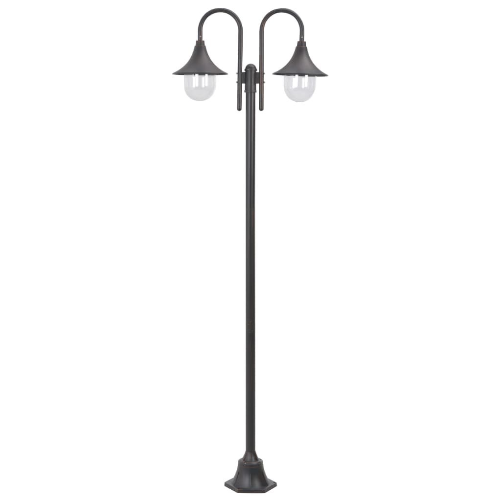 Lampa ogrodowa słupowa E27 220 cm 2-lampowa brązowa