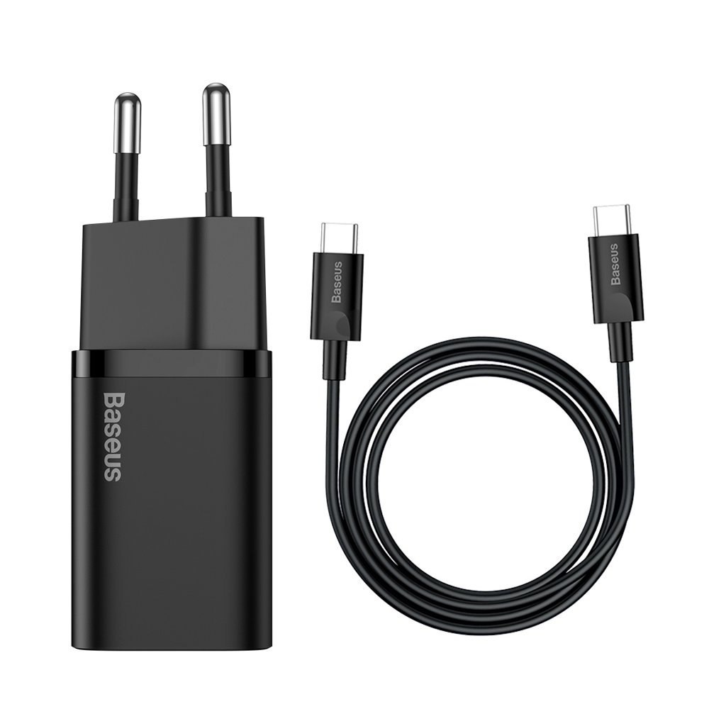 Szybka ładowarka sieciowa Super Si QC PD 25W 3A + kabel USB-C 1m czarny Szybka ładowarka sieciowa Super Si QC PD 25W 3A + kabel USB-C 1m czarny