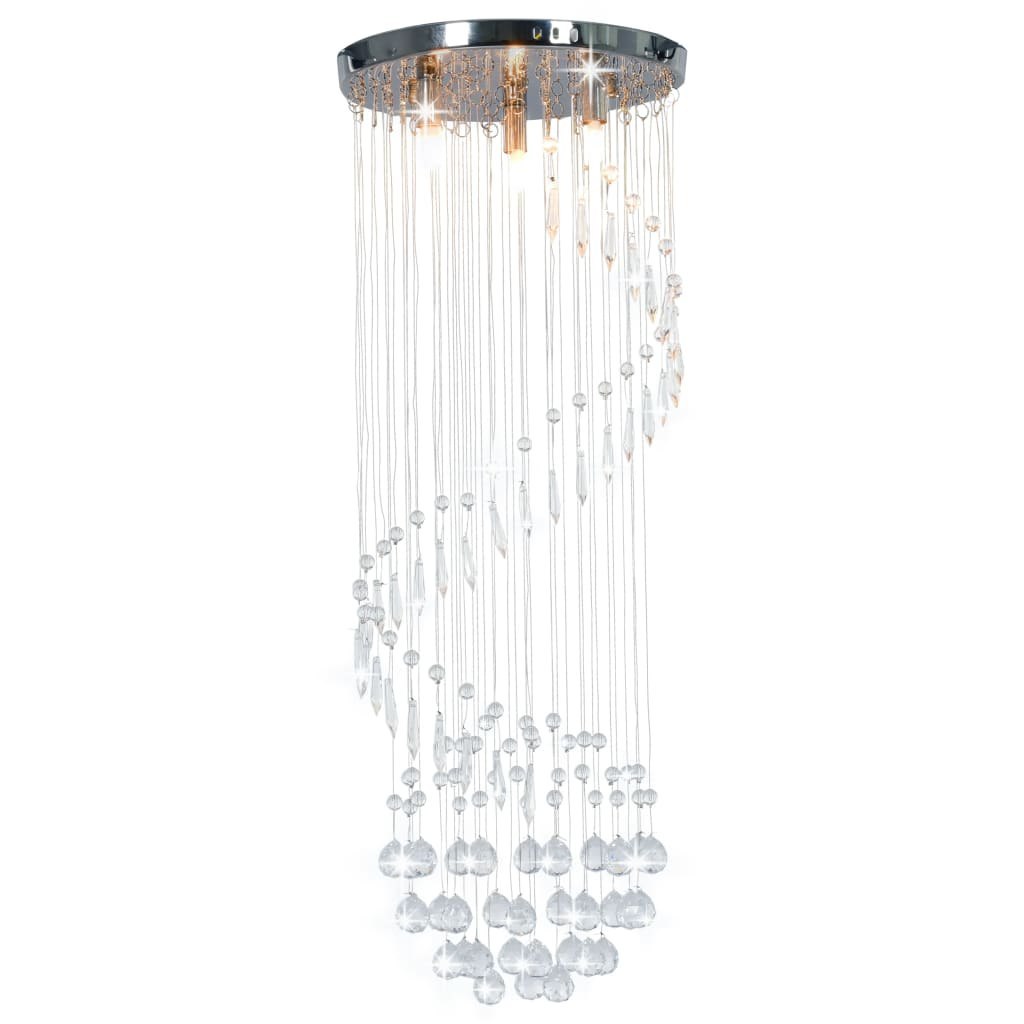 Lampa sufitowa z kryształkami, srebrna spirala, G9