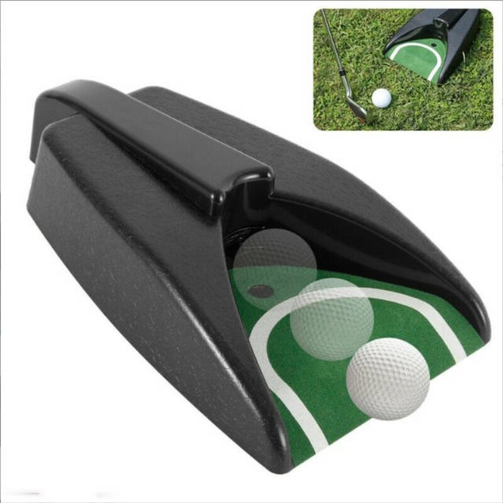 Mata do puttowania golfowego z automatycznym zwrotem piłek, czarna, 33x16cm
