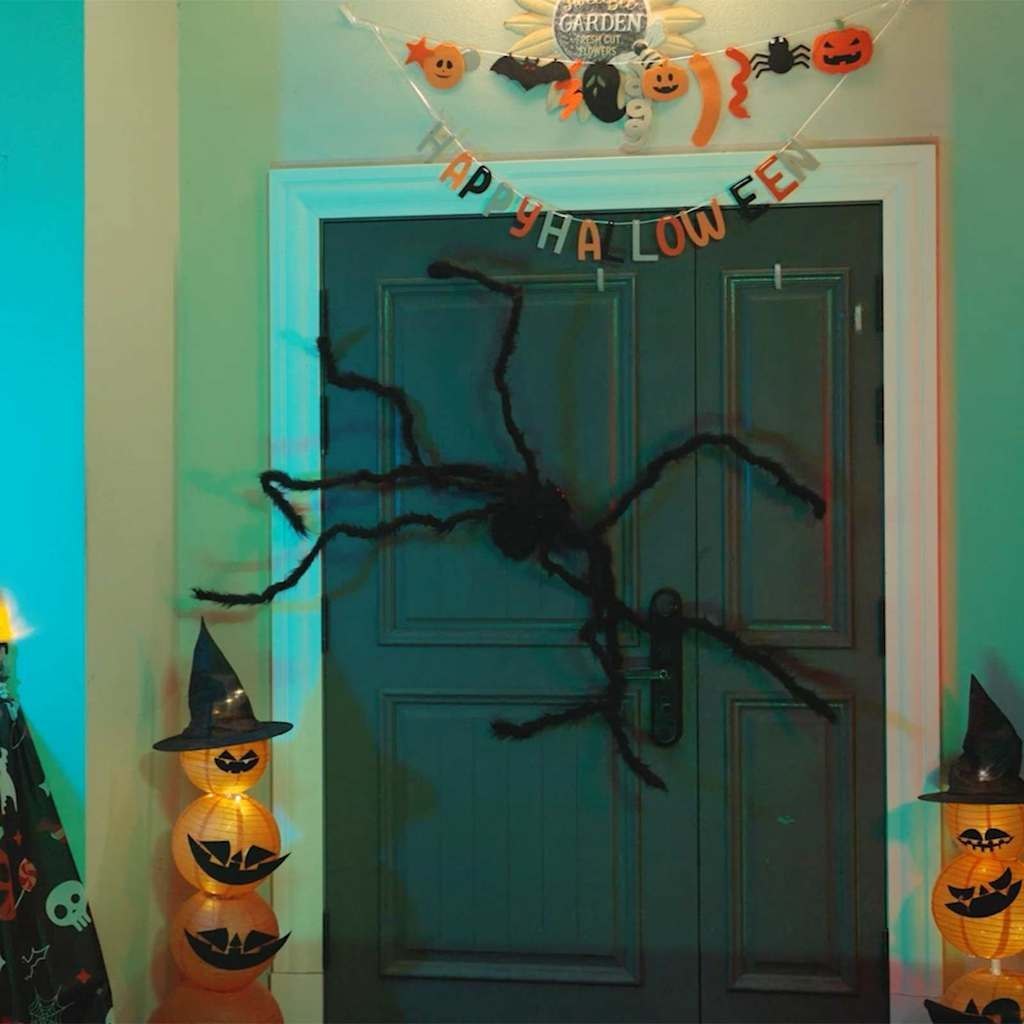 Dekoracja pająka Halloween 3 szt. 75 cm czarna Dekoracja pająka Halloween 3 szt. 75 cm czarna