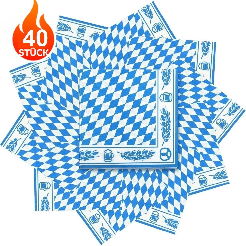 Serwetki imprezowe 40 sztuk, niebieskie, wzór bawarski, 33×33 cm Serwetki imprezowe 40 sztuk, niebieskie, wzór bawarski, 33×33 cm