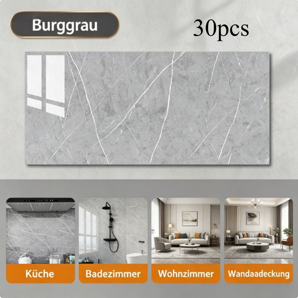 Płytki samoprzylepne 30 sztuk szare 2 mm 30×60 cm do wykończenia ścian i sufitów