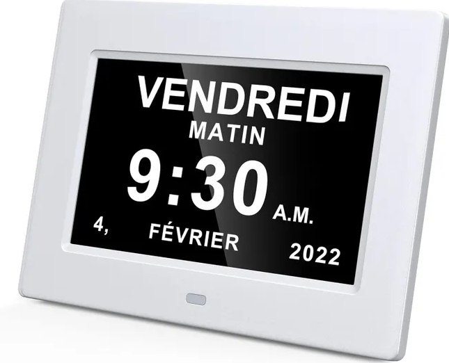 Zegar cyfrowy LCD 7 cali z kalendarzem, biały Zegar cyfrowy LCD 7 cali z kalendarzem, biały