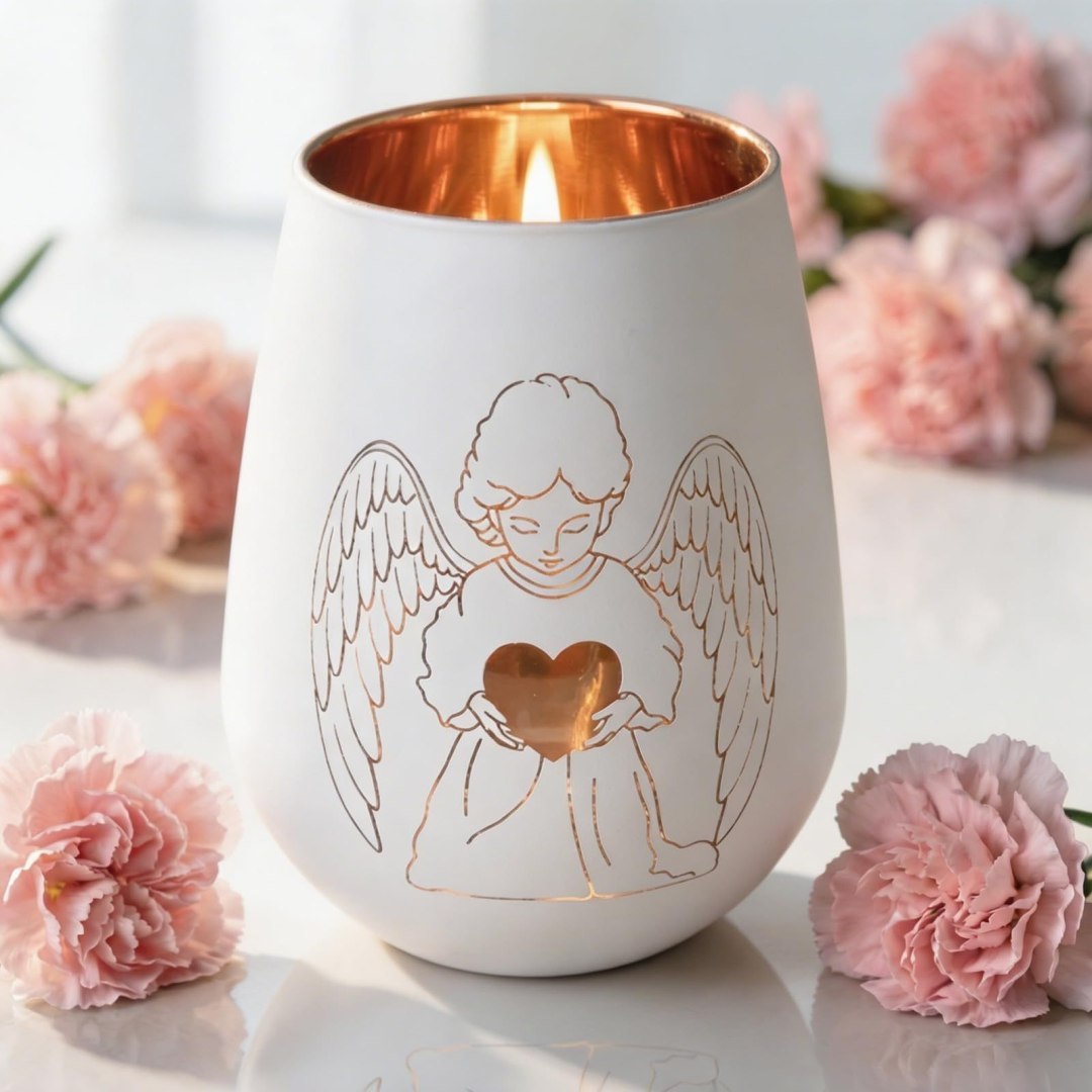 Świecznik tealight szklany z motywem anioła Świecznik tealight szklany z motywem anioła