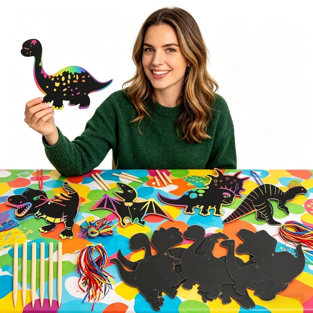 Zestaw do rysowania dinozaurów 100 elementów, 48 arkuszy, 1 stylus drewniany, 50 kolorowych sznurków Zestaw do rysowania dinozaurów 100 elementów, 48 arkuszy, 1 stylus drewniany, 50 kolorowych sznurków