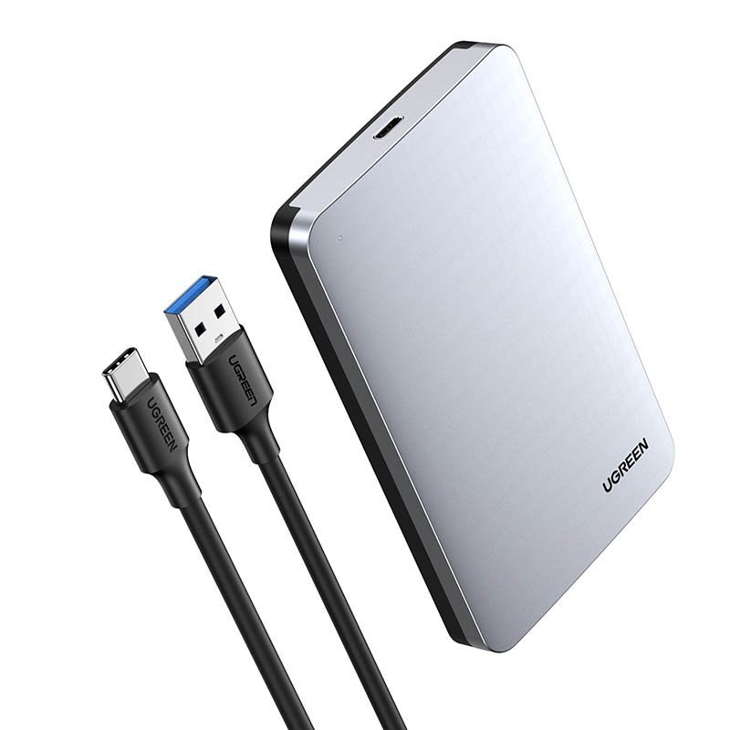 Kieszeń obudowa na dysk twardy 2.5” SATA 3.0 6Gbps + kabel USB – USB-C 0.5m szary